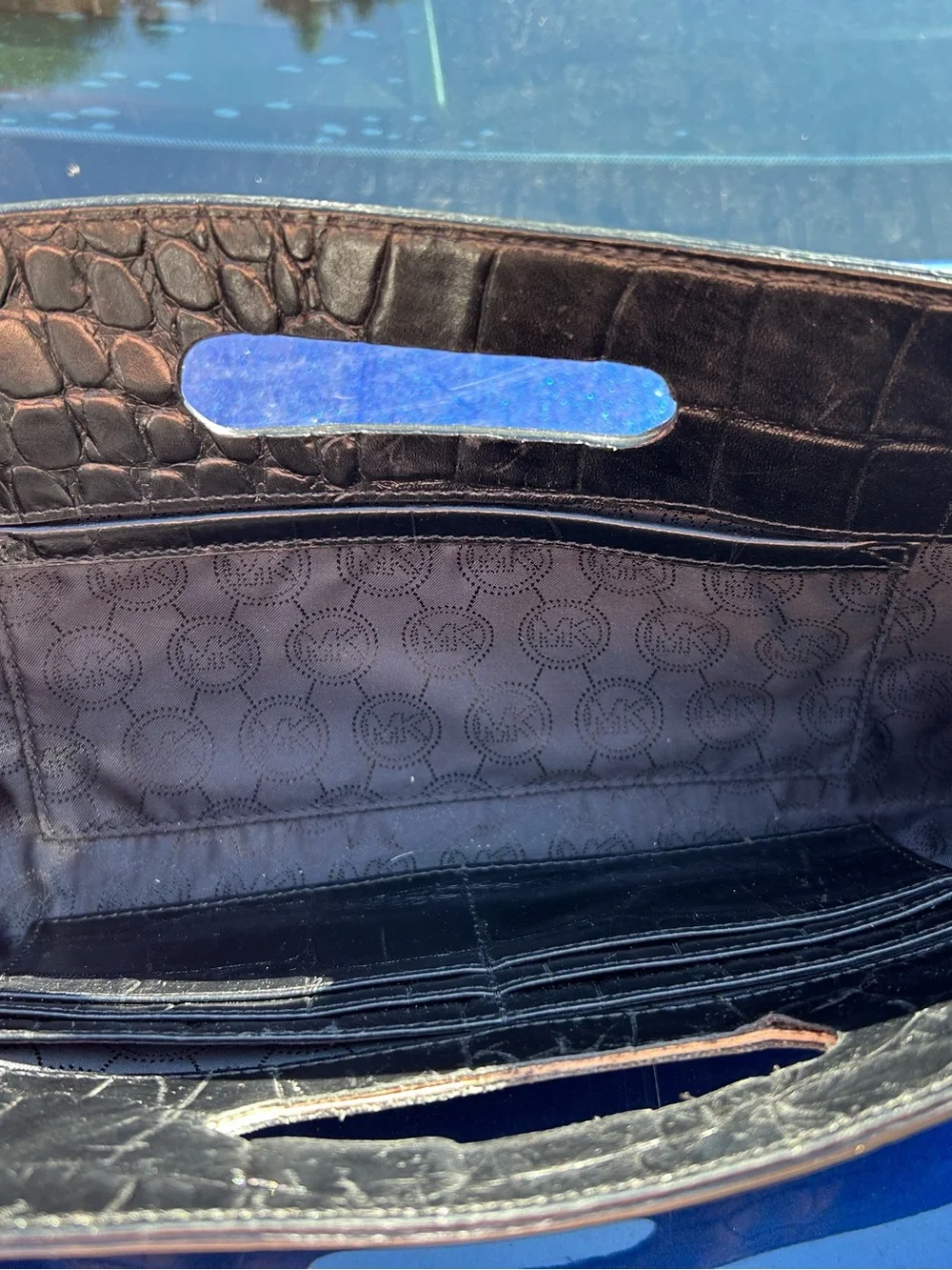 🖤 MICHAEL KORS Black Croc-Embossed Leather Clutch 🖤